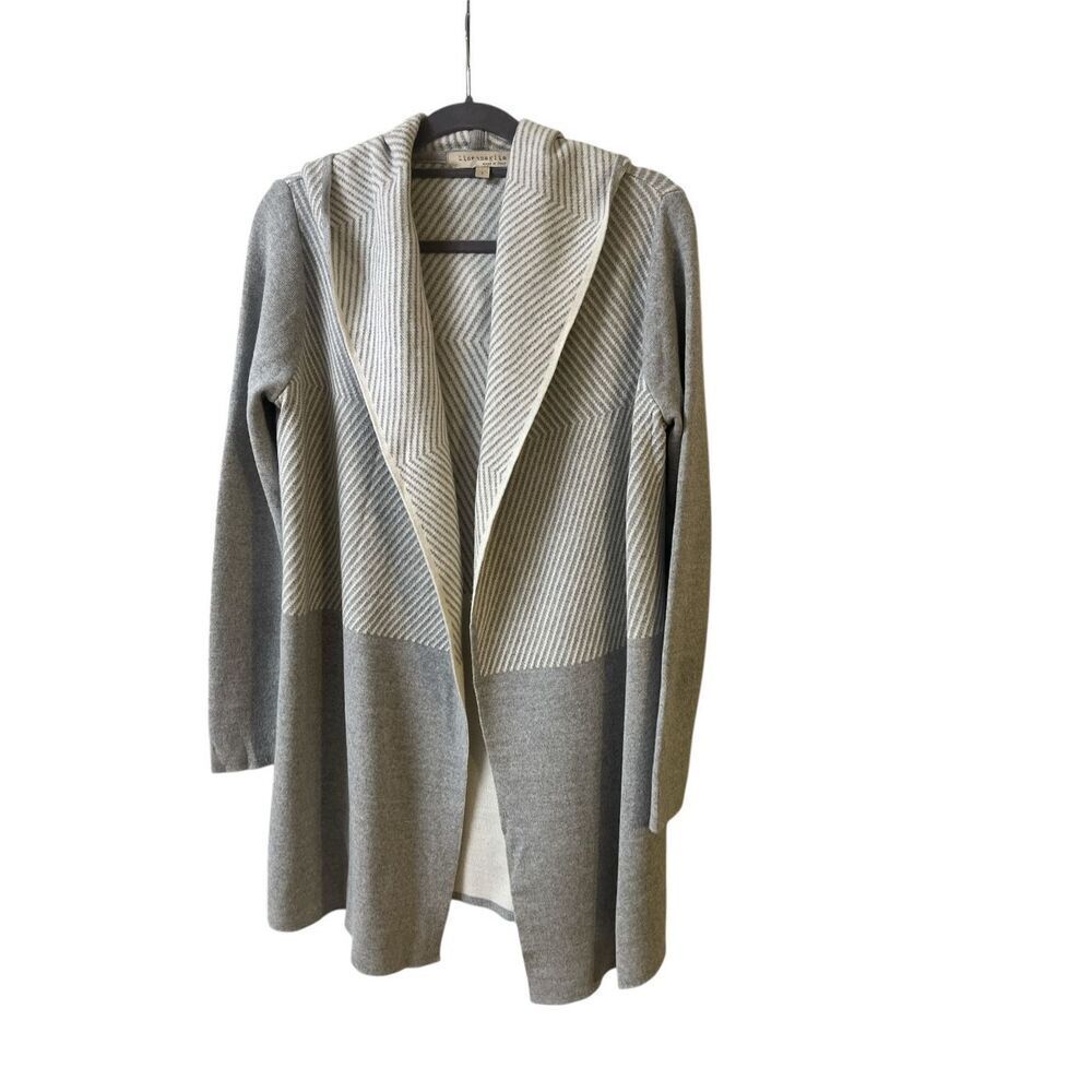 Lineamaglia cardigan sweater wool blend made in Italy gray & white sz Small